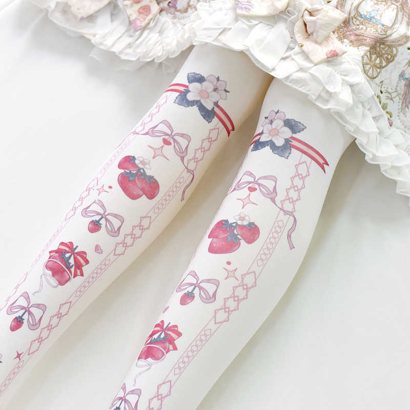 Lolita Strawberry Bow Stockings - Image 2