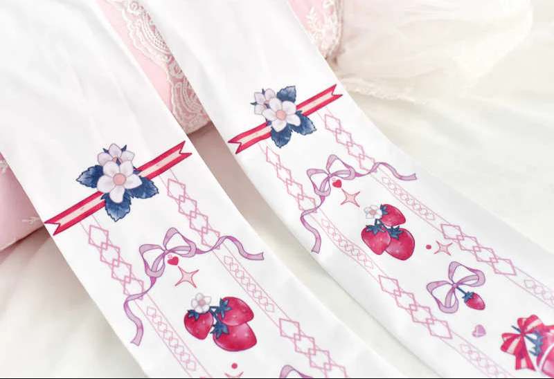 Lolita Strawberry Bow Stockings - Image 3