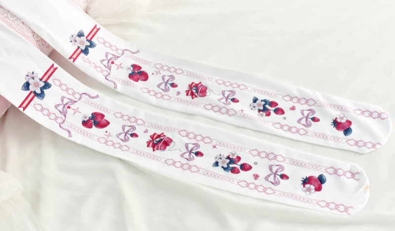Lolita Strawberry Bow Stockings - Image 4