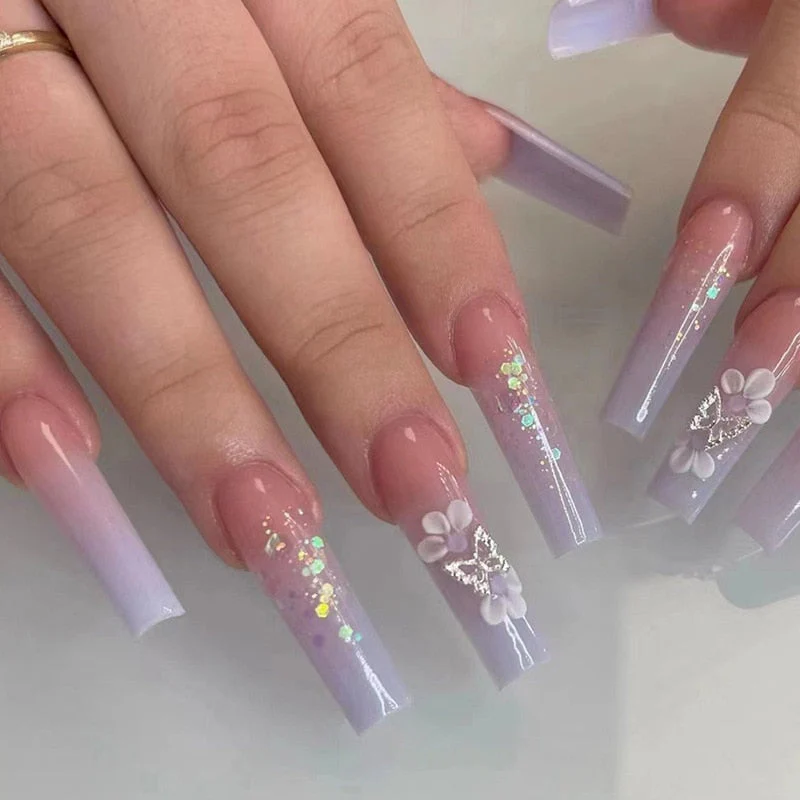 Long Square Press On Nails - Image 48