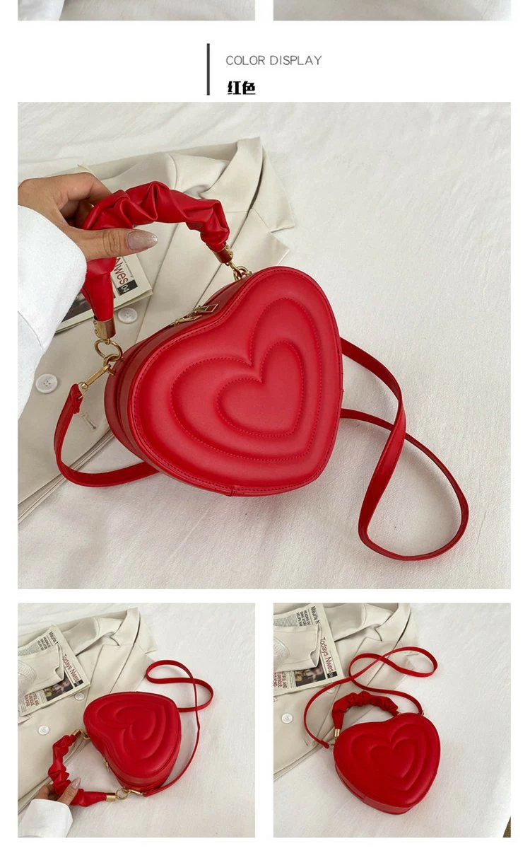 Lovecore Aesthetic Heart Shoulder Bag Red - Image 5