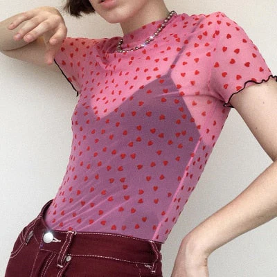 Lovecore Mesh Heart Crop Top - Image 3