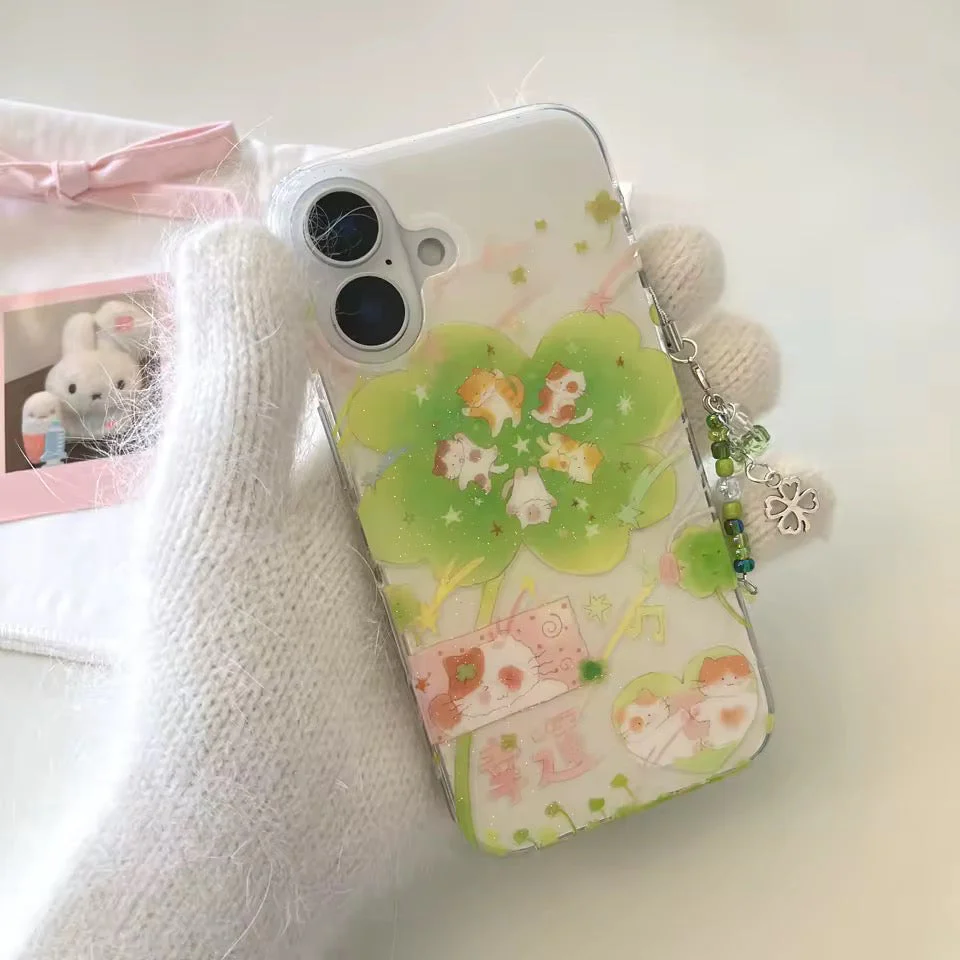 Lucky Cat Clover iPhone Case - Image 10