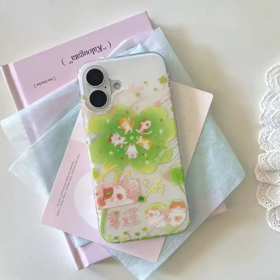 Lucky Cat Clover iPhone Case - Image 11