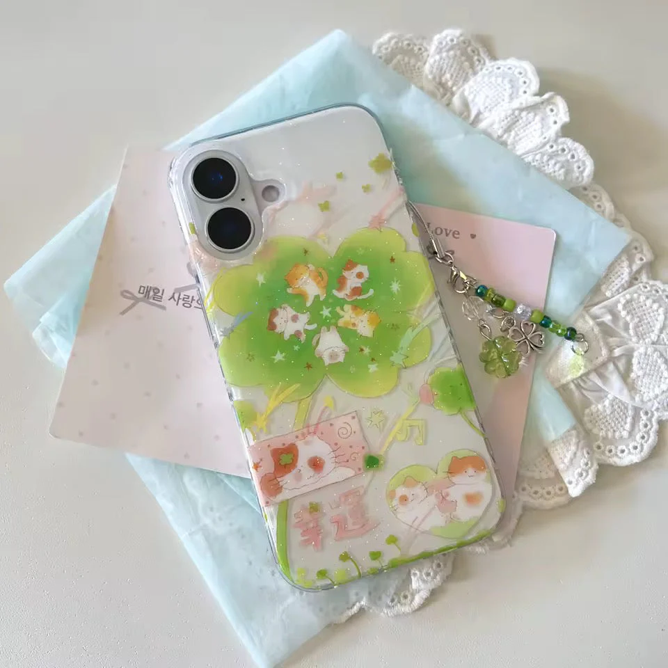 Lucky Cat Clover iPhone Case - Image 2