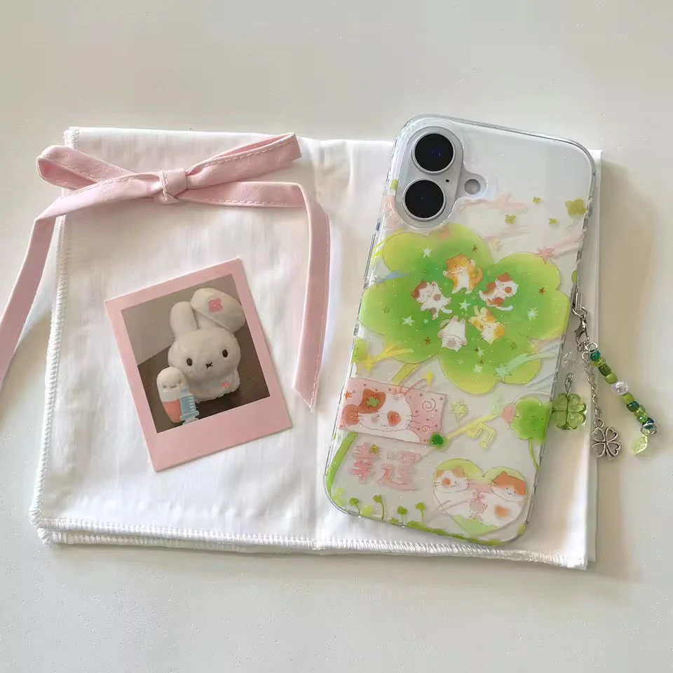 Lucky Cat Clover iPhone Case - Image 7