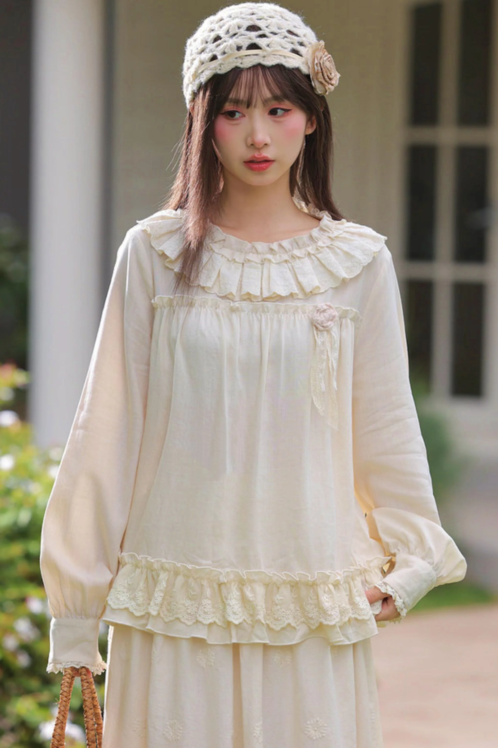 Lyocell Lace Trim Blouse