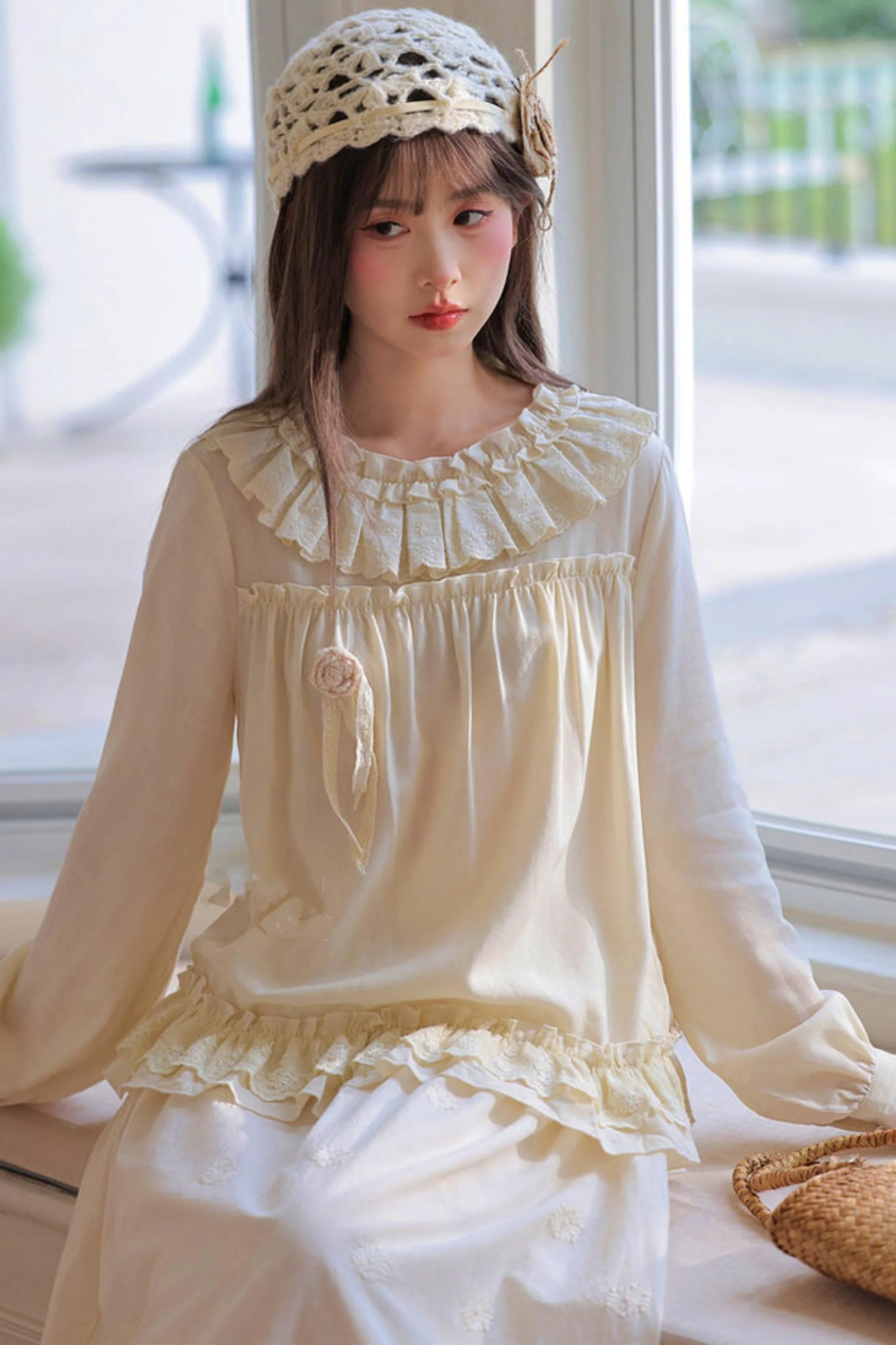 Lyocell Lace Trim Blouse - Image 8