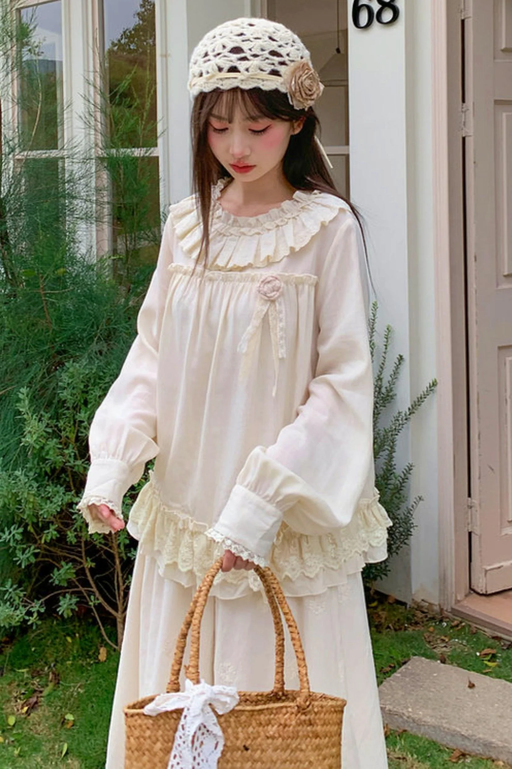 Lyocell Lace Trim Blouse - Image 5