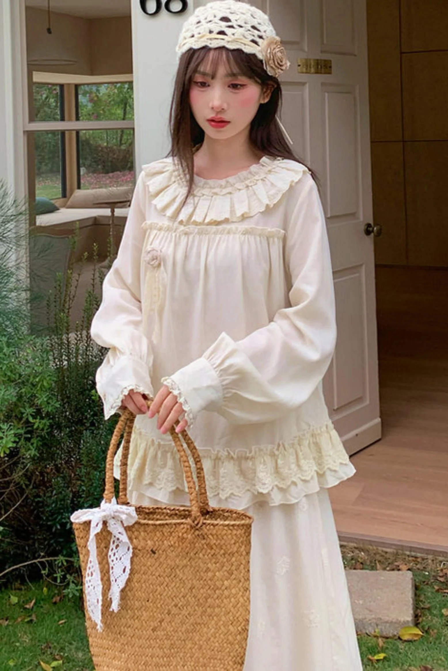 Lyocell Lace Trim Blouse - Image 6