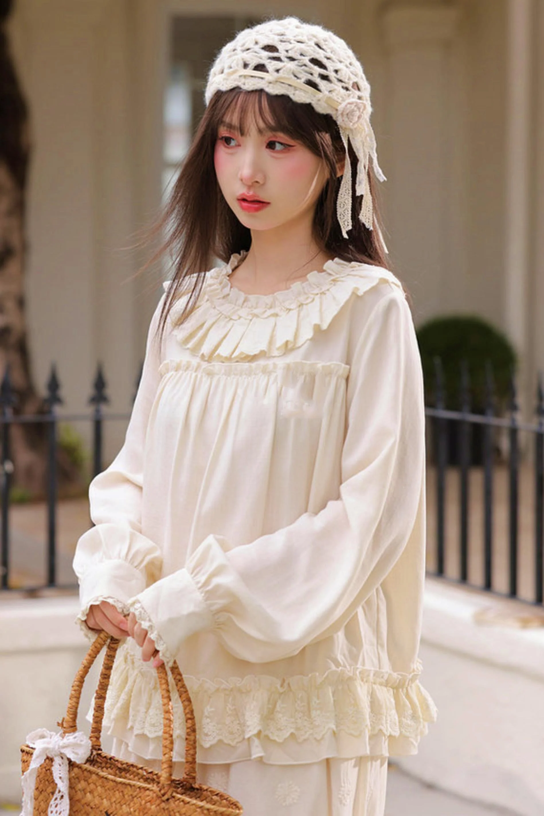 Lyocell Lace Trim Blouse - Image 7