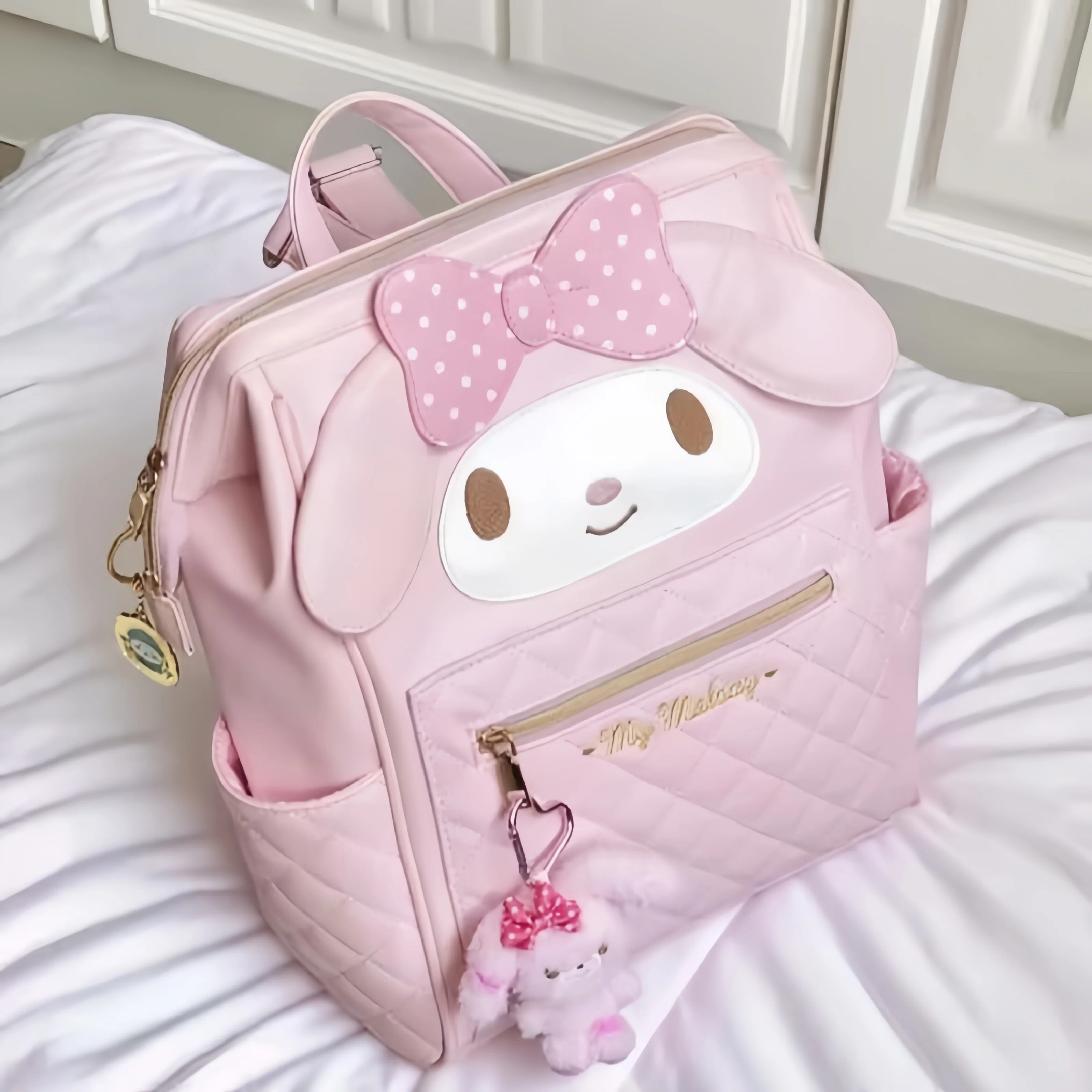 melody pink leather kawaii backpack - Image 2