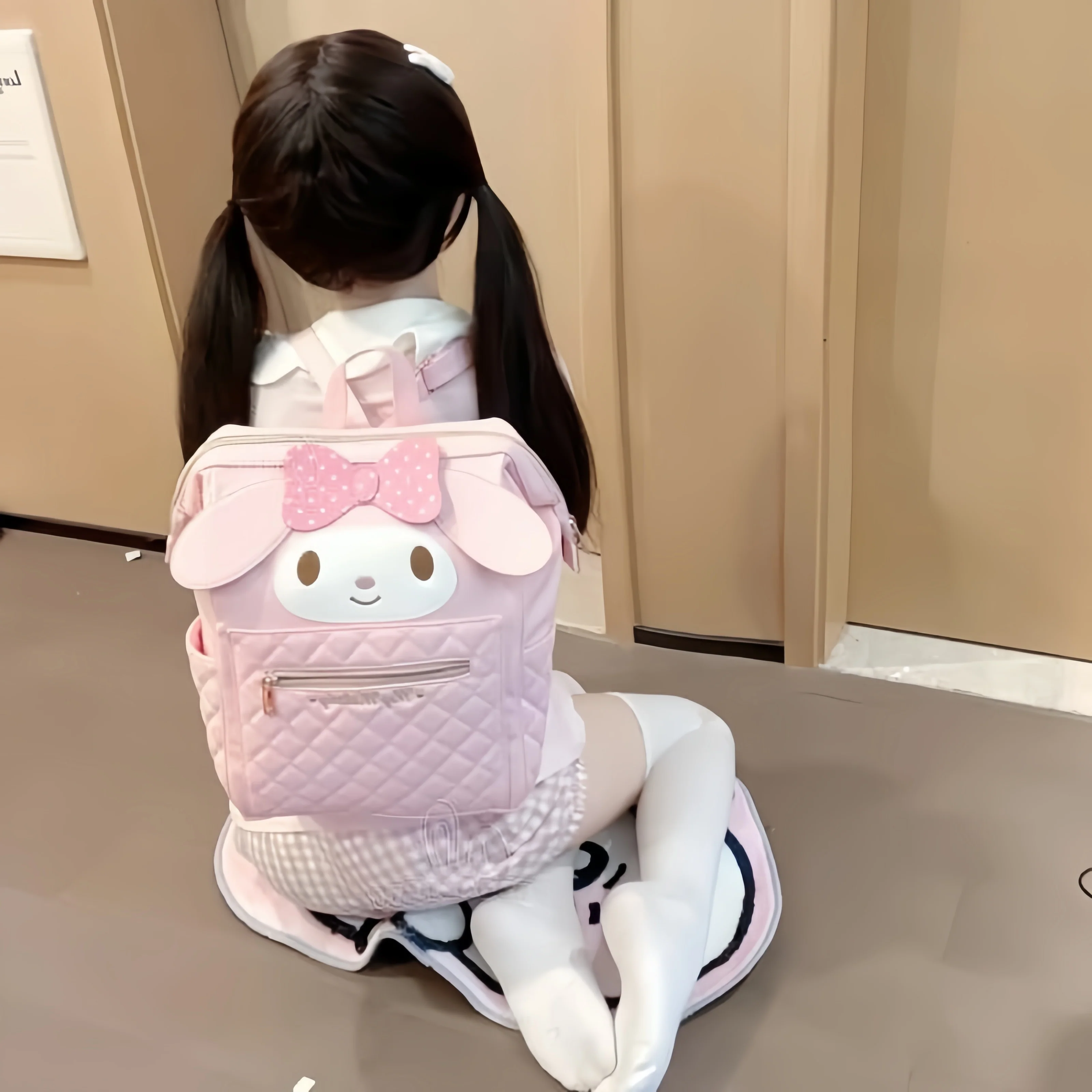 melody pink leather kawaii backpack - Image 3