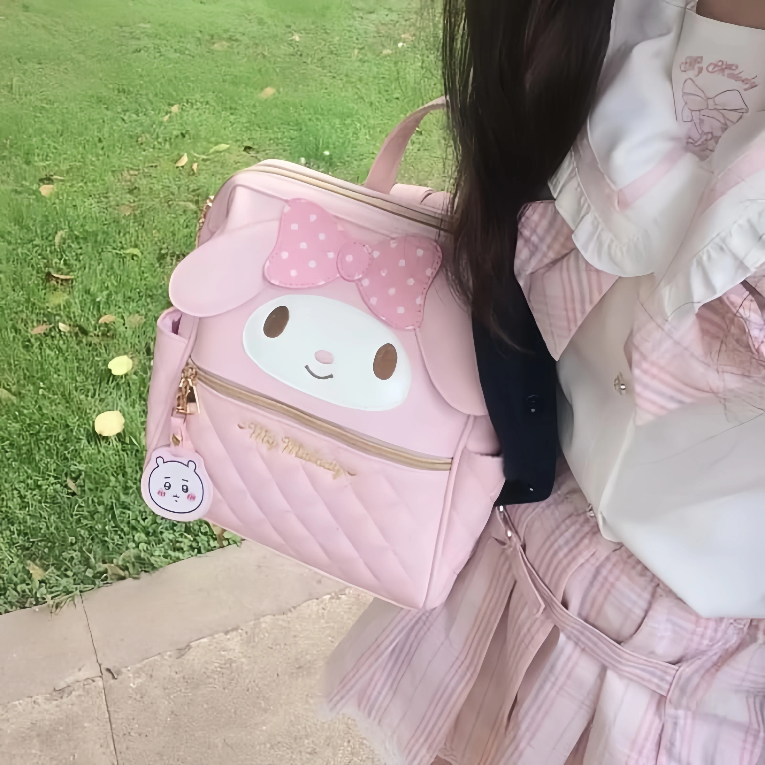 melody pink leather kawaii backpack - Image 4