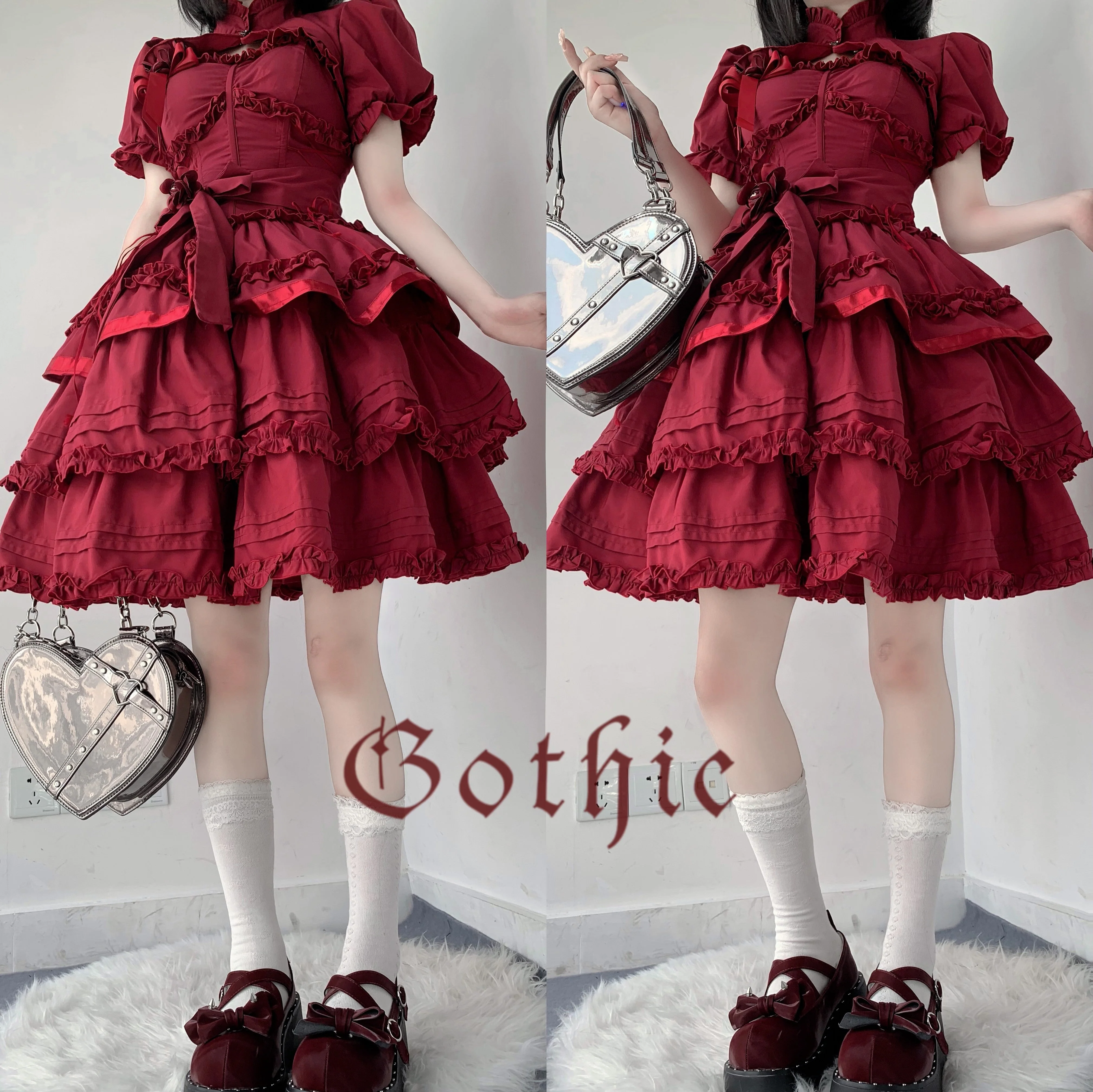 Gothic Lolita JSK Dress Christmas Short Sleeve Bolero - Image 4