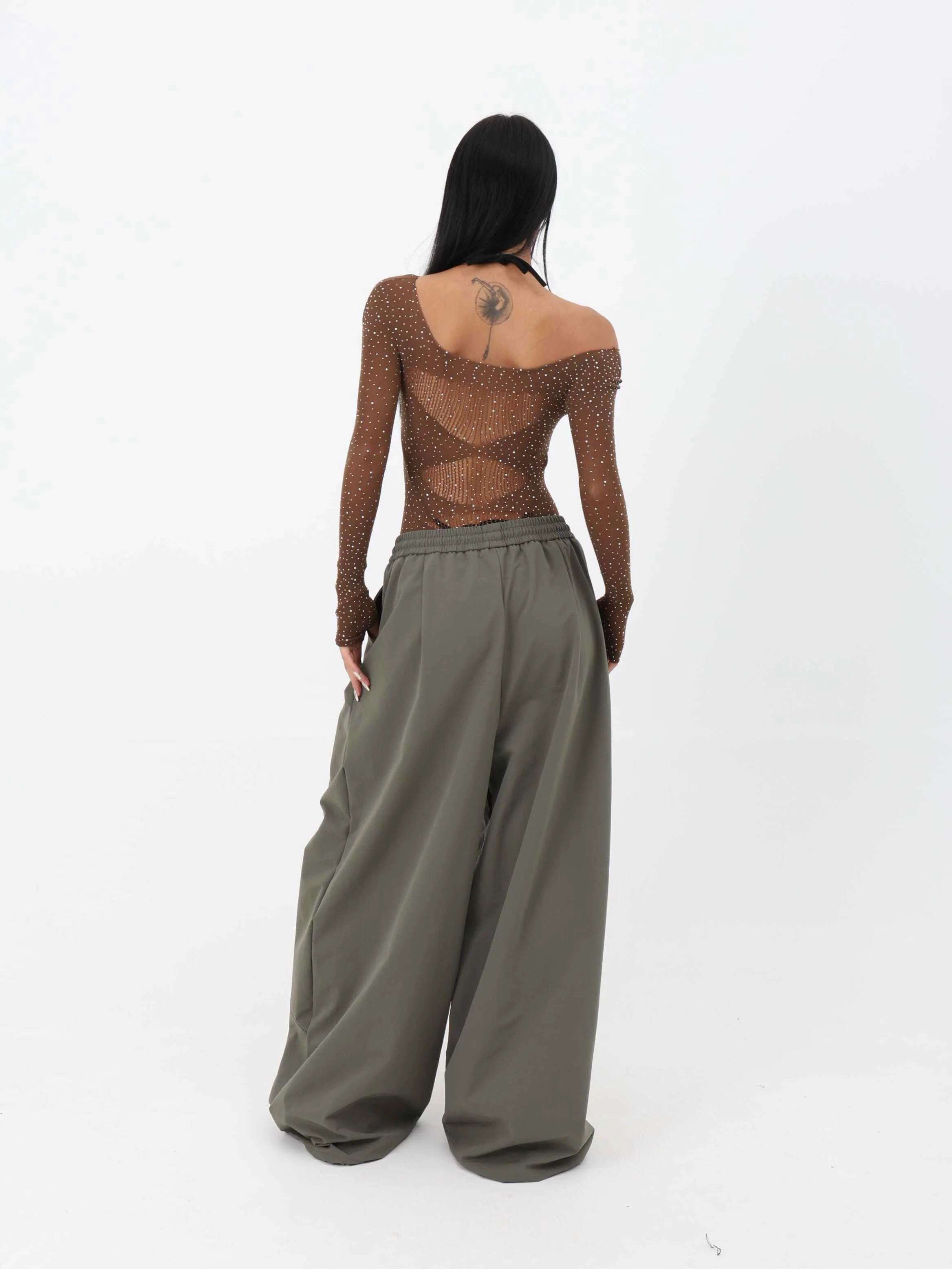 Mesh Diamond Dark Coquette Long-sleeved Top - Image 4