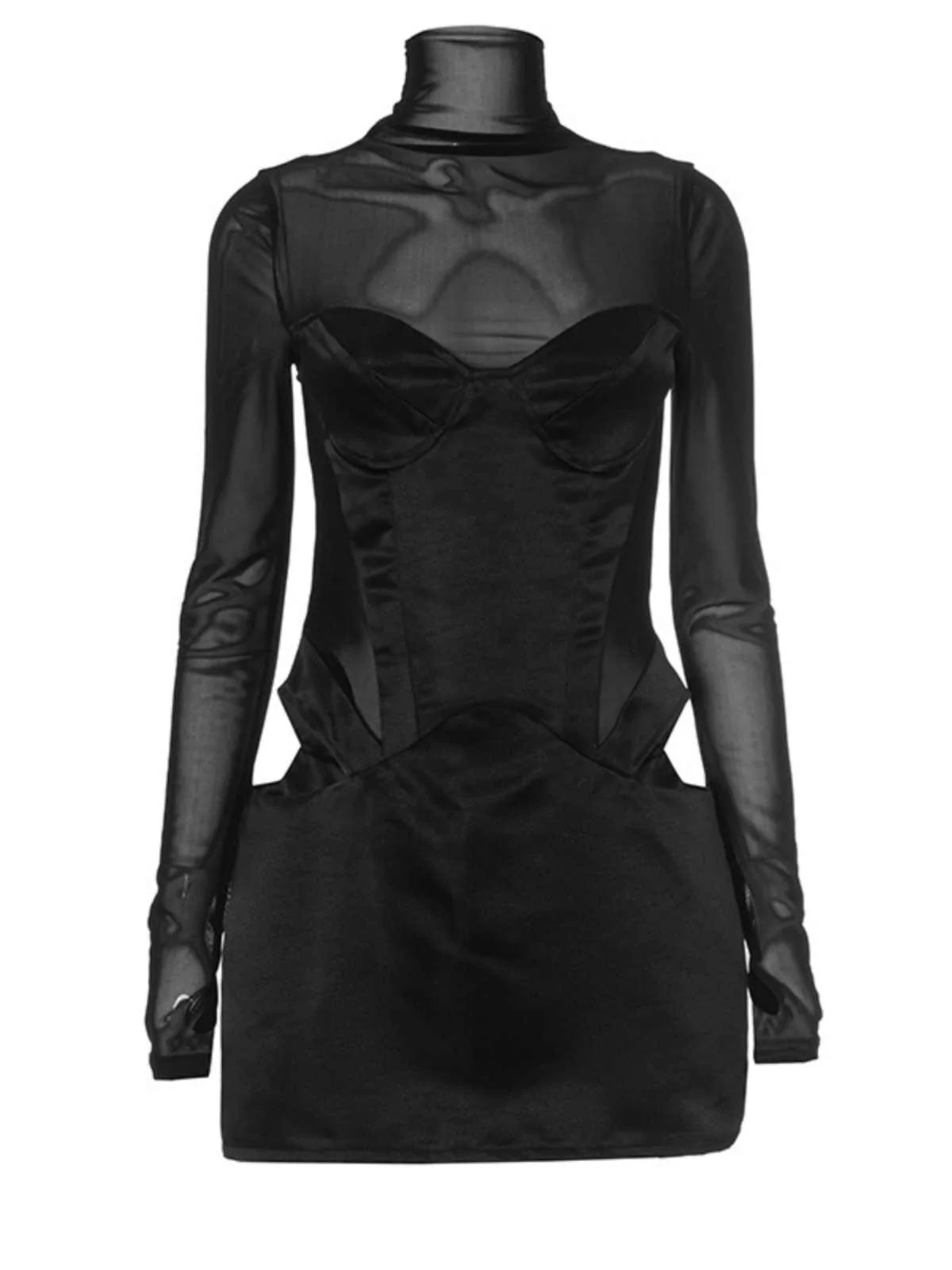 Mesh Hollow Cut Hip-hugging Dress - Image 4