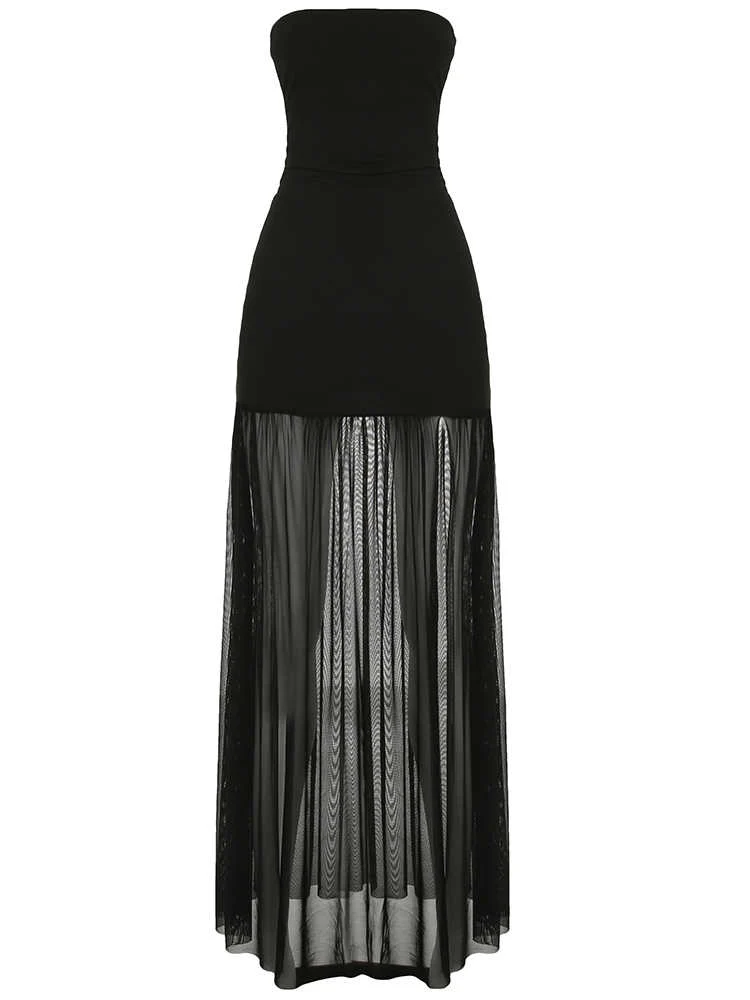 Mesh Off-shoulder Tube Top Dress - Image 6