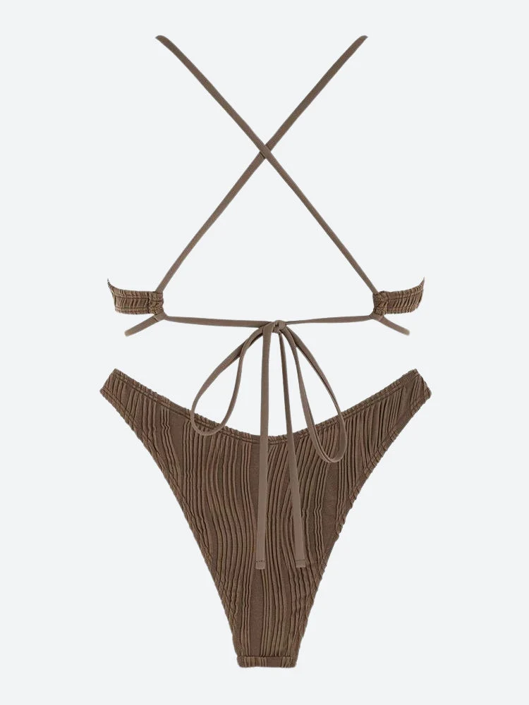 Metal Hardware Criss Cross Bikini Set - Image 3