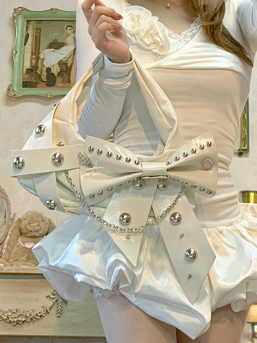 Metal Punk Ballet Bow Chain Handbag - Image 3