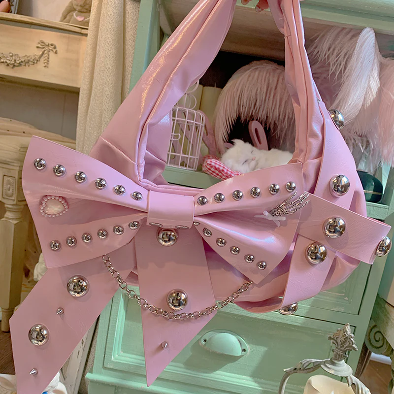 Metal Punk Ballet Bow Chain Handbag - Image 8