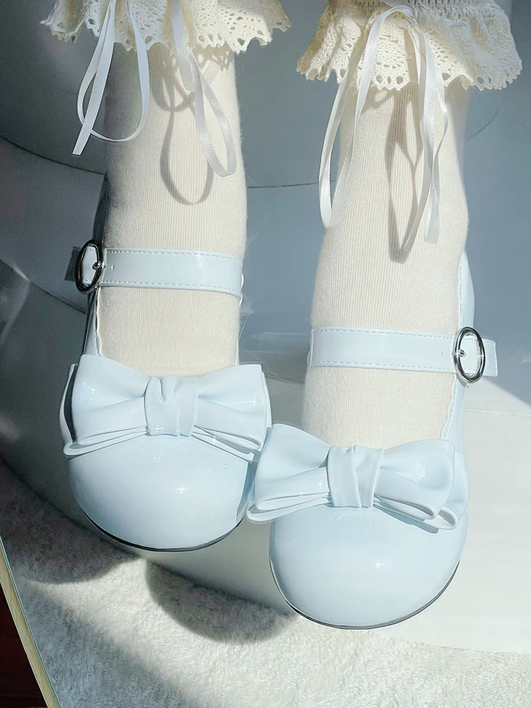 Milk Jelly Round Toe Bow Shoes - Image 2