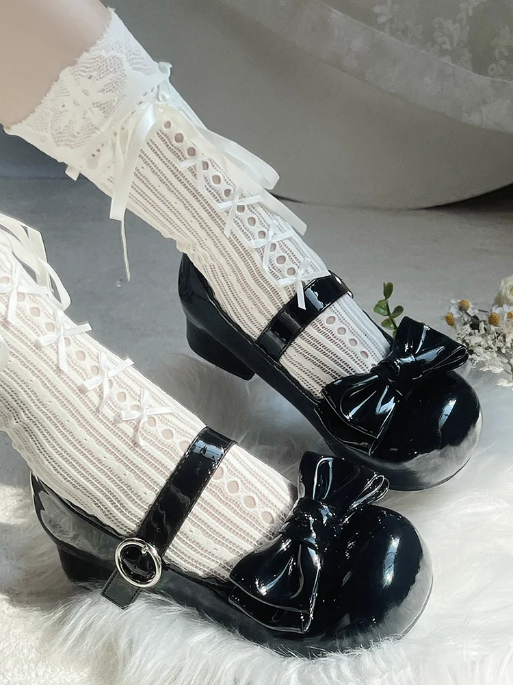 Milk Jelly Round Toe Bow Shoes - Image 6
