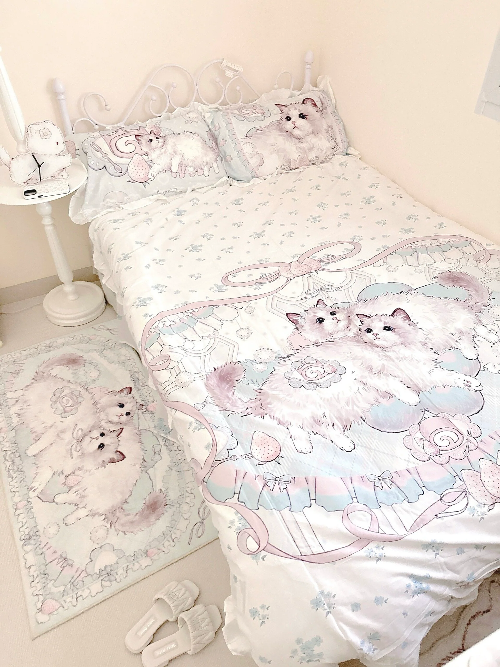 Mint ragdoll cat bed sheet set of four
