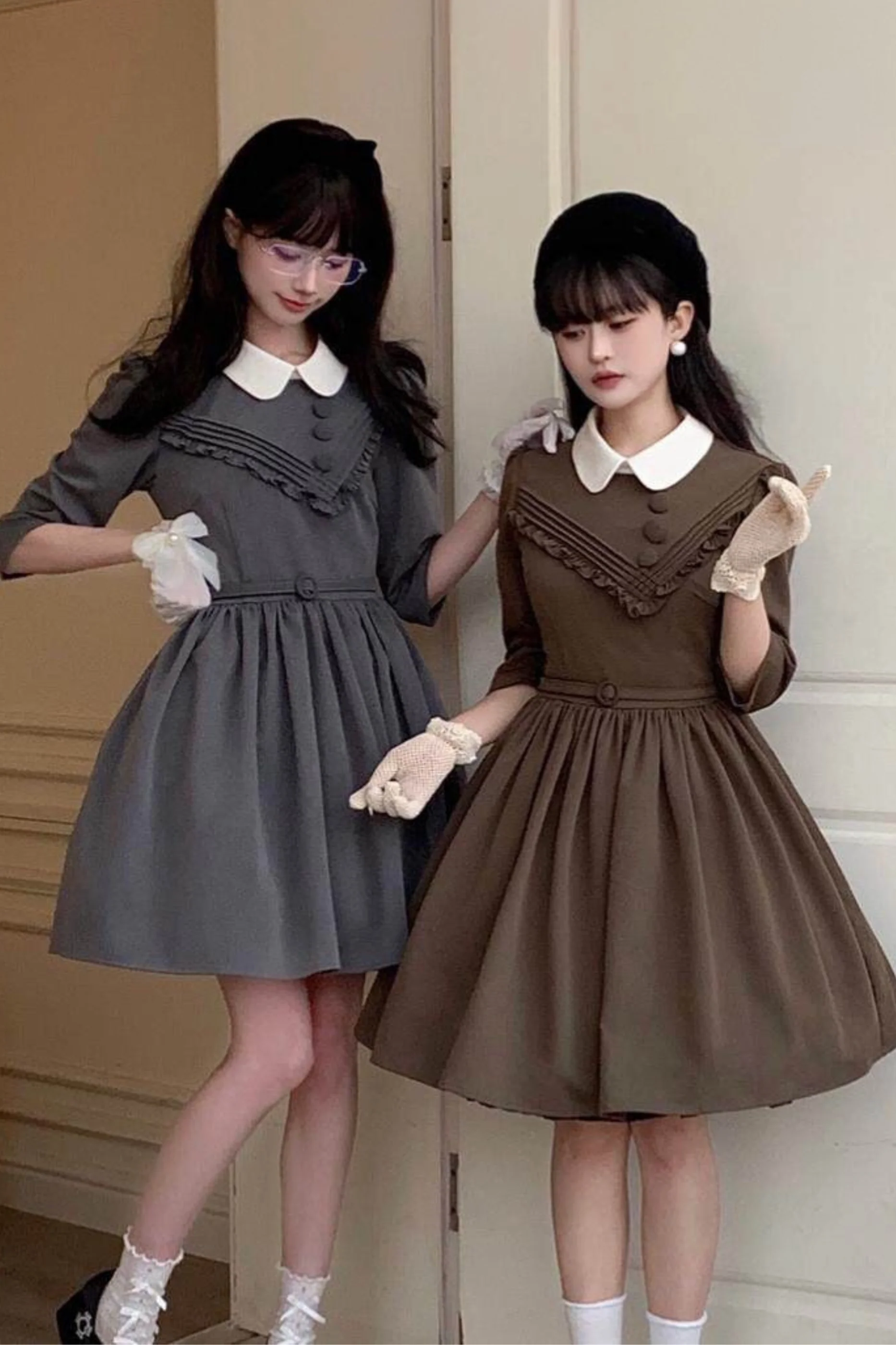 Retro Preppy Mid-Sleeve Lolita Dress - Image 2