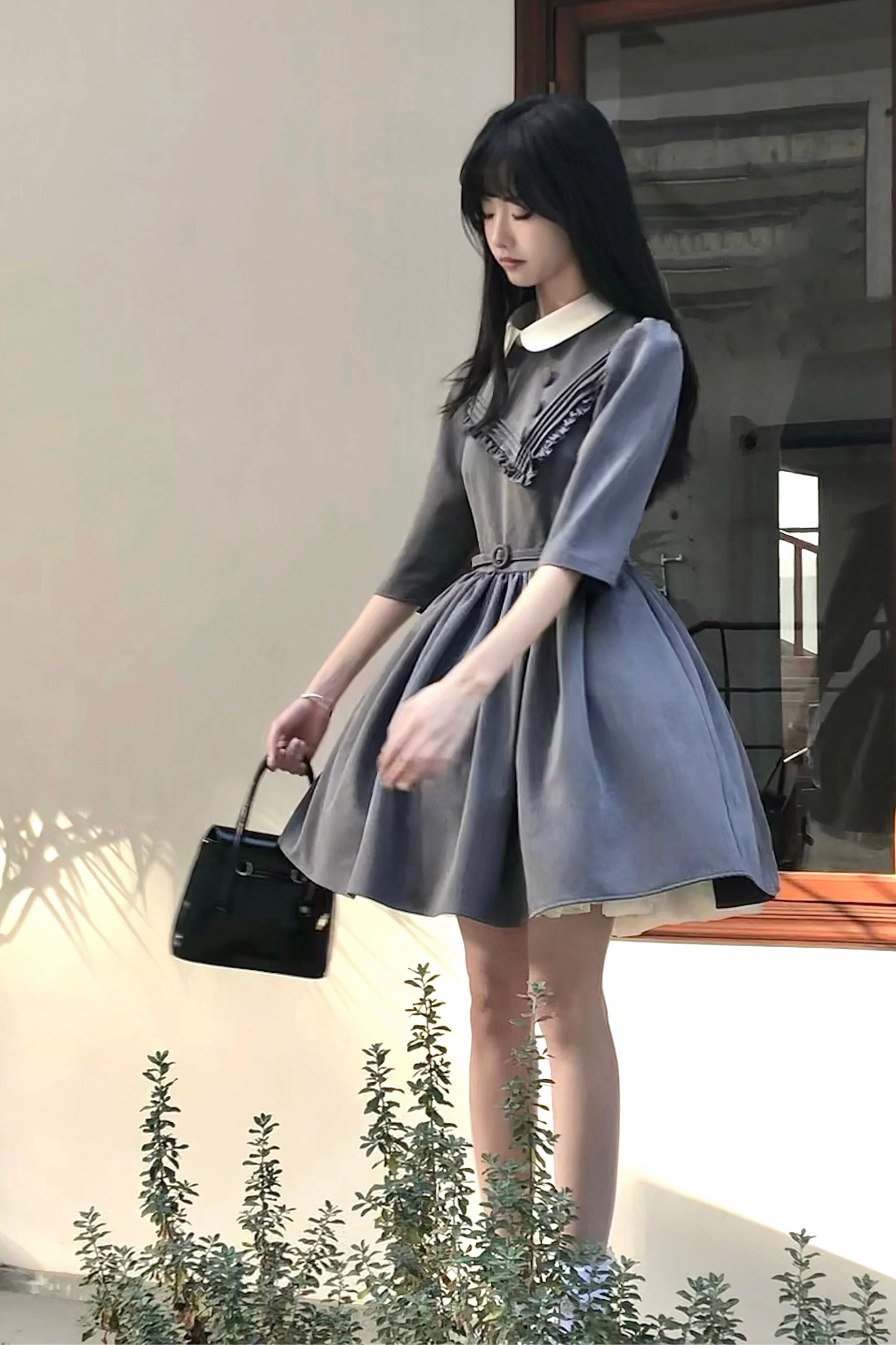 Retro Preppy Mid-Sleeve Lolita Dress - Image 3