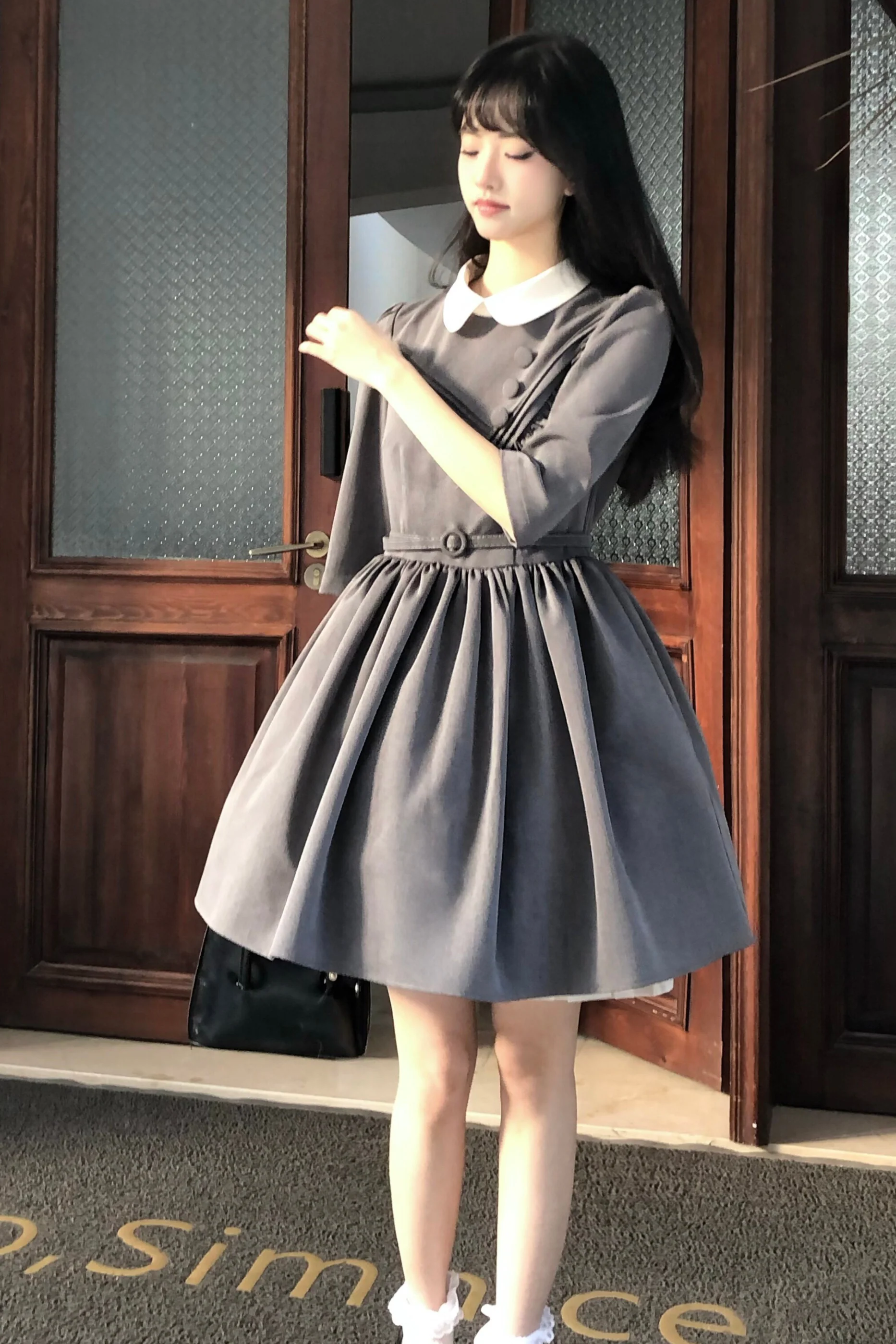 Retro Preppy Mid-Sleeve Lolita Dress - Image 7