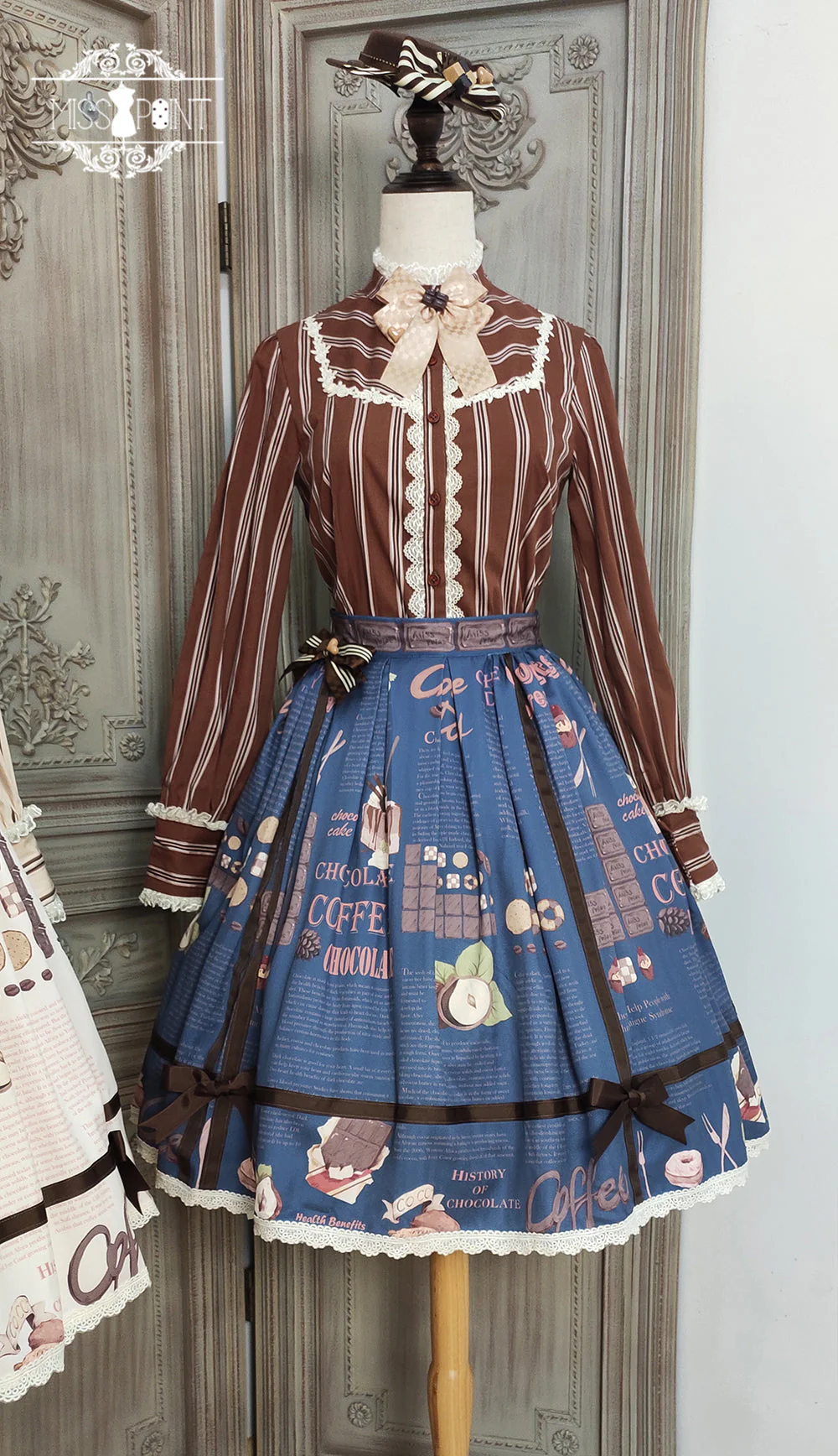 Chocolate Daily Light Sweet Stripe Lolita Blouse - Image 2