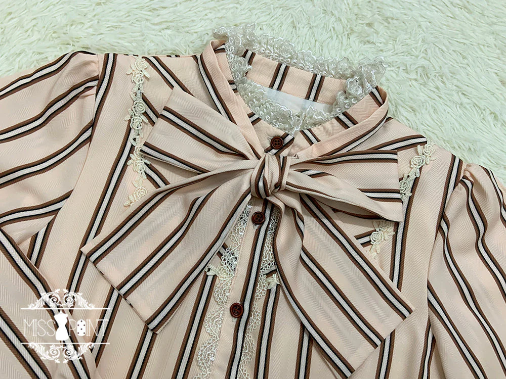 Chocolate Daily Light Sweet Stripe Lolita Blouse - Image 24