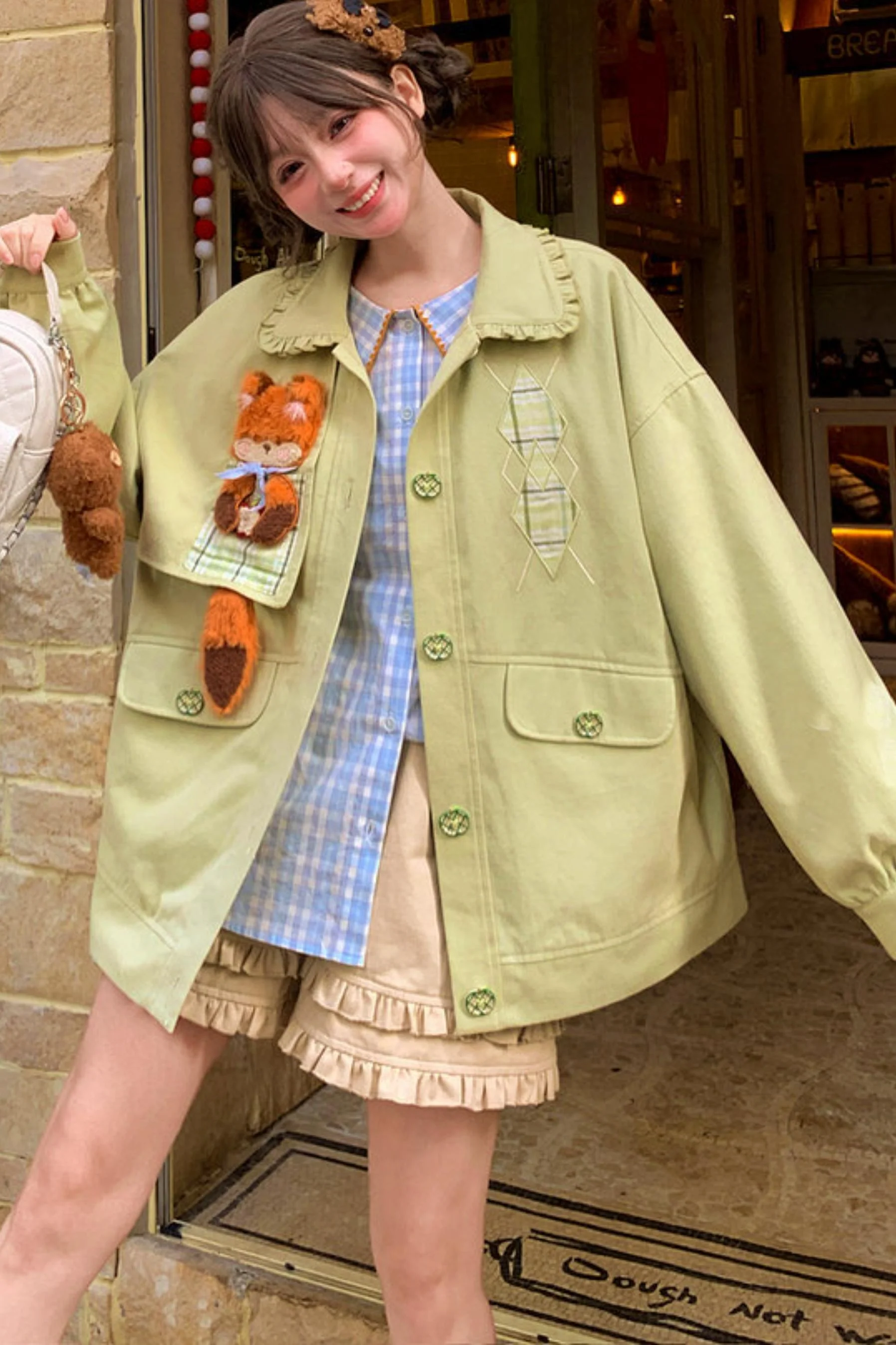 Mori Girl Fox Patchwork Jacket - Image 4
