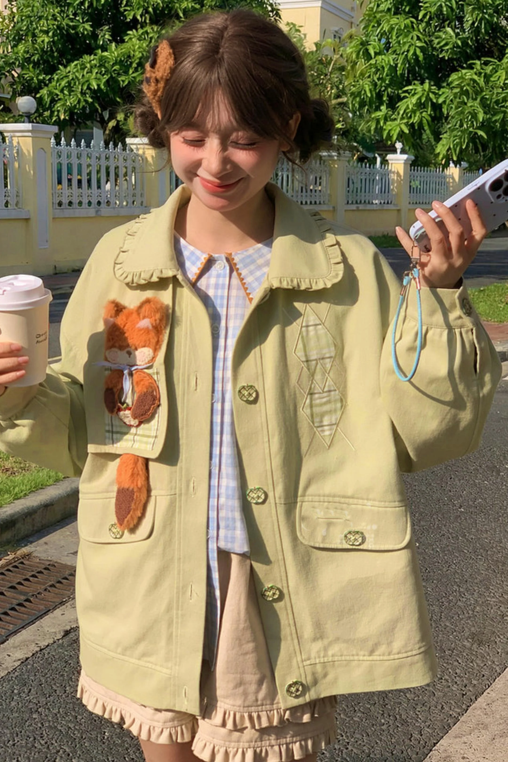 Mori Girl Fox Patchwork Jacket - Image 5