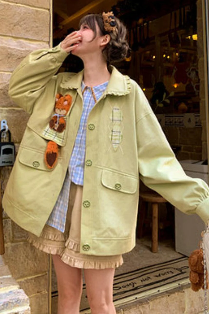Mori Girl Fox Patchwork Jacket - Image 7