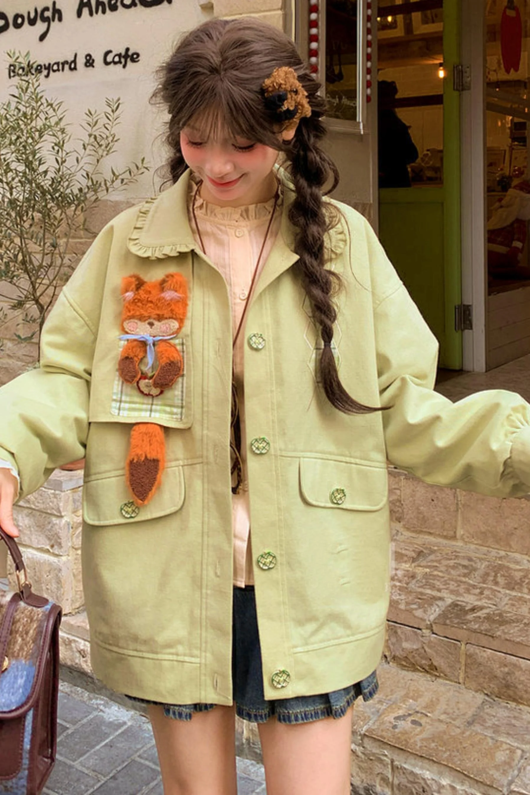 Mori Girl Fox Patchwork Jacket - Image 9