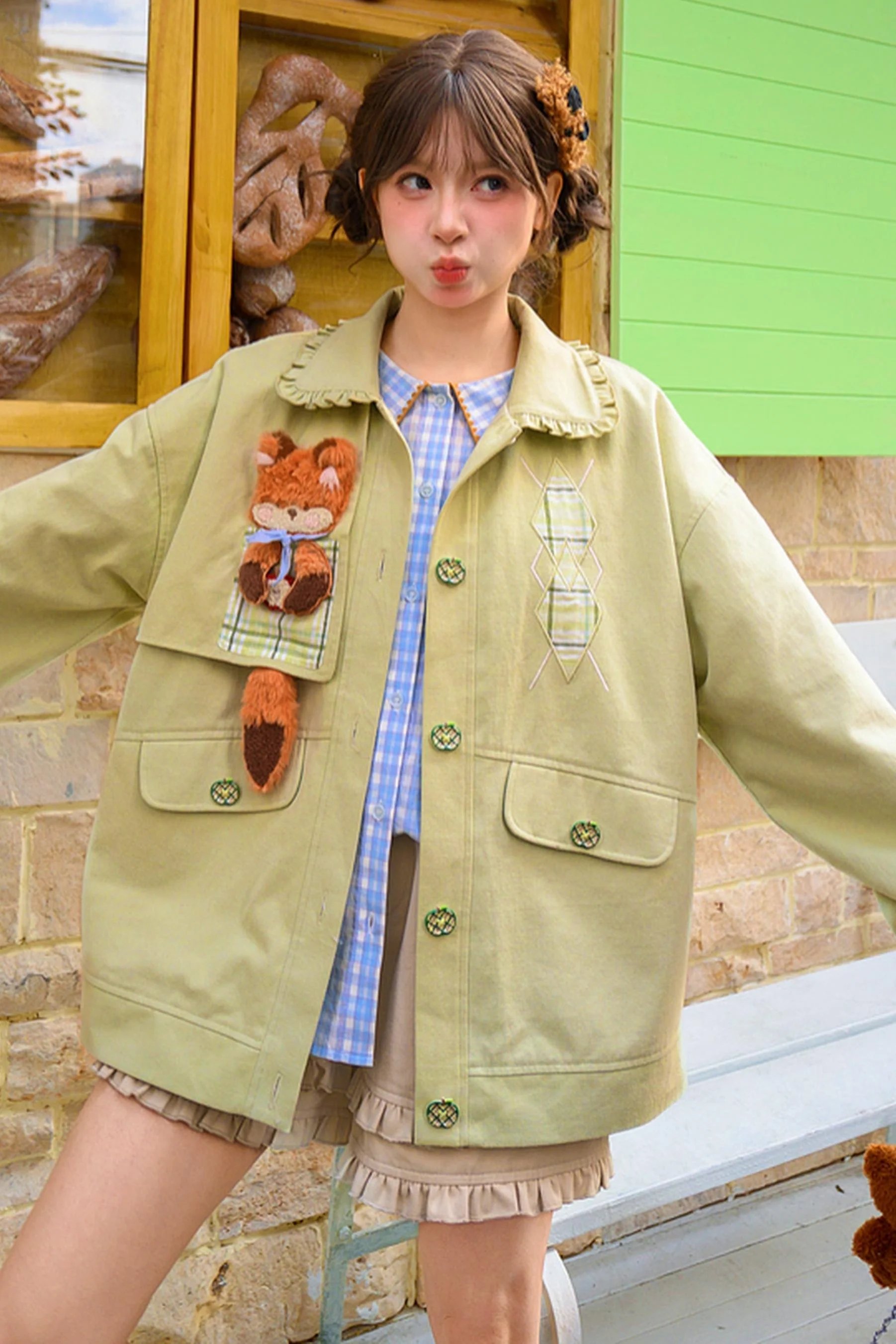 Mori Girl Fox Patchwork Jacket - Image 16