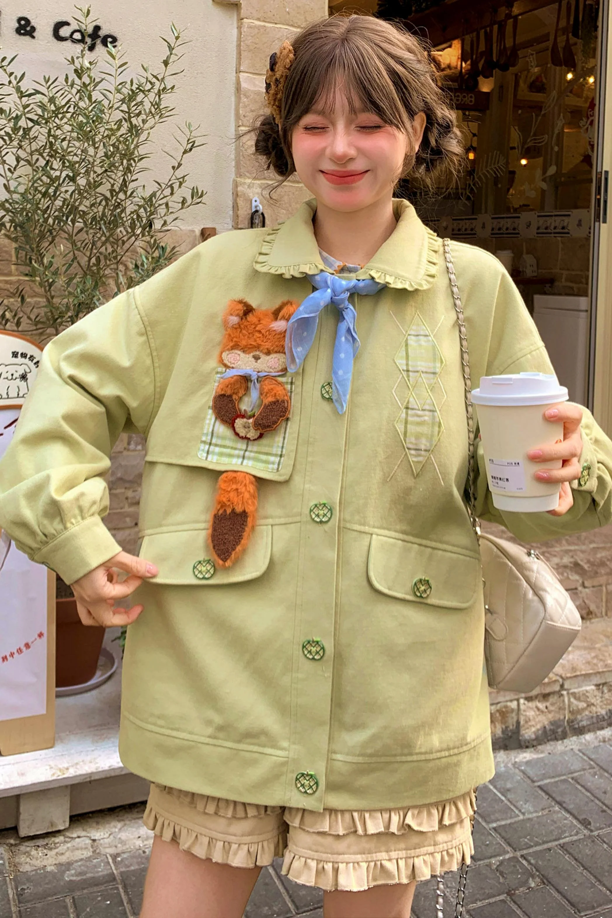 Mori Girl Fox Patchwork Jacket - Image 2
