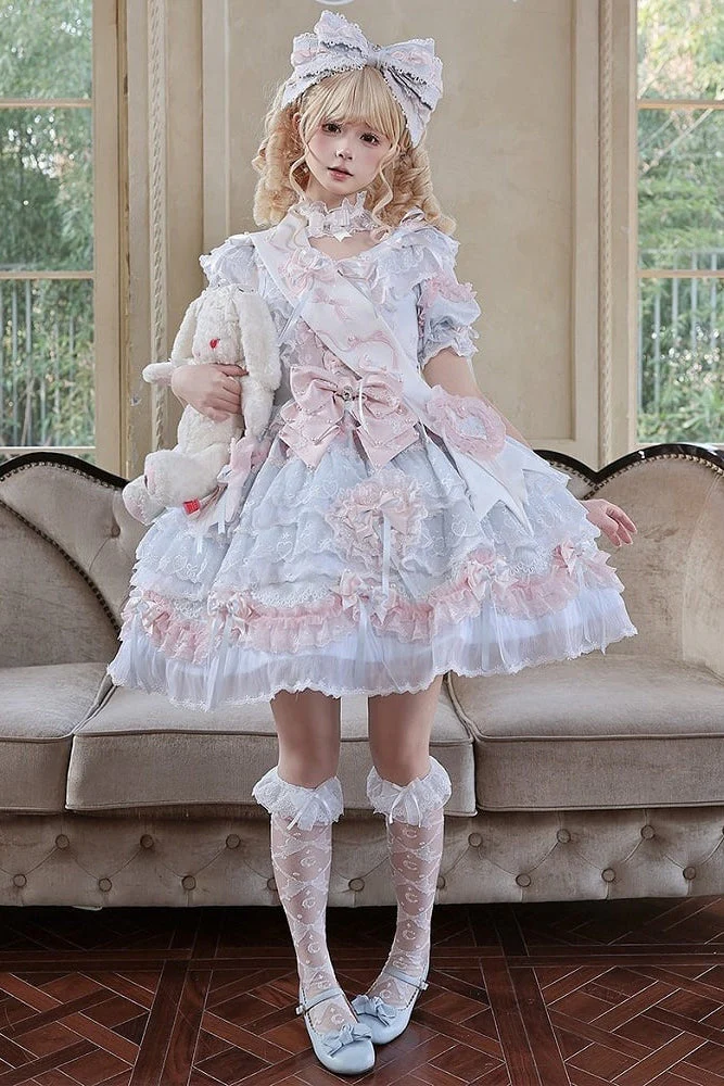 [Pre-order] Mist Blue Romantic Lace Lolita Princess Dress + Set 1/2/3 - Image 3