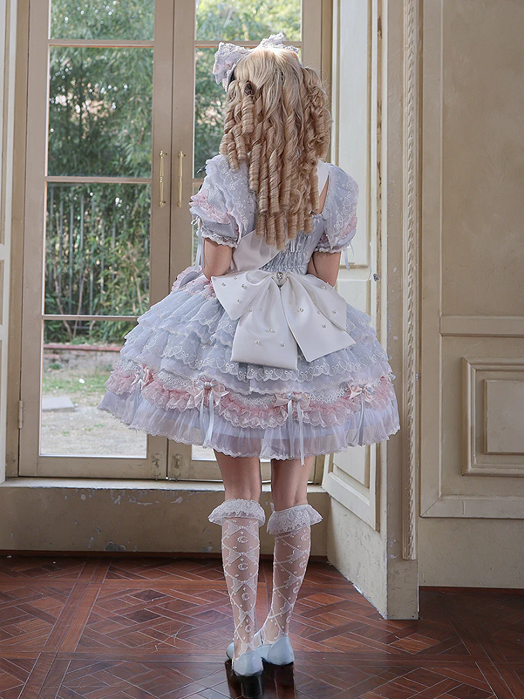[Pre-order] Mist Blue Romantic Lace Lolita Princess Dress + Set 1/2/3 - Image 4