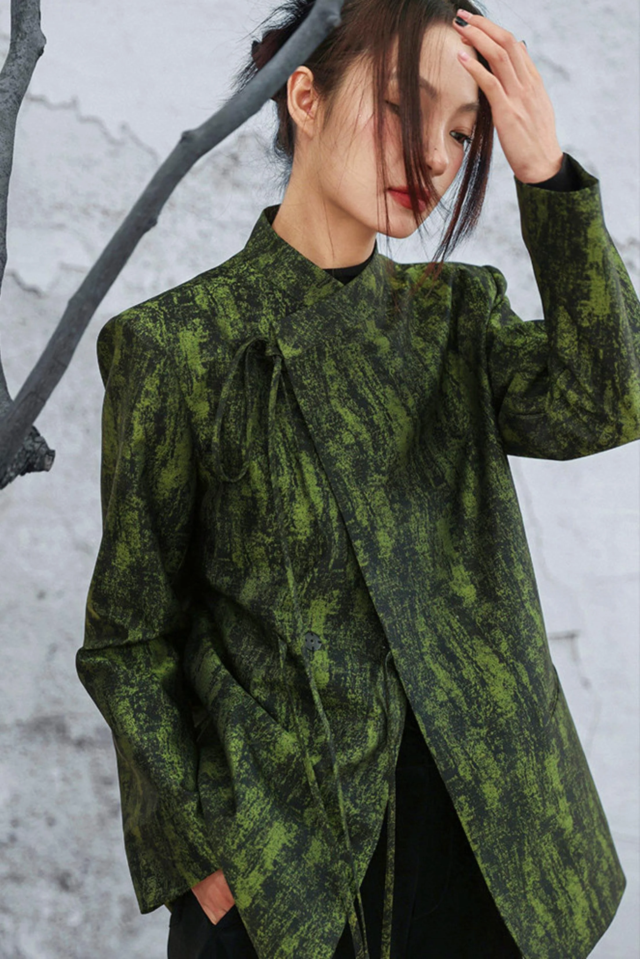 Mossy Green Stand Collar Jacket - Image 7