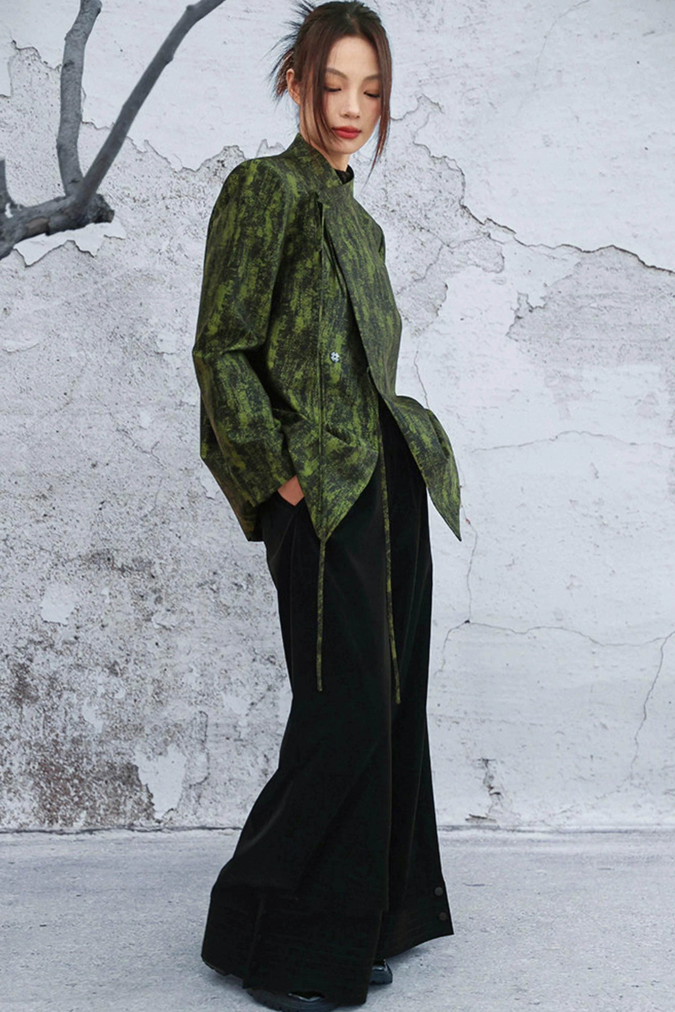 Mossy Green Stand Collar Jacket - Image 11