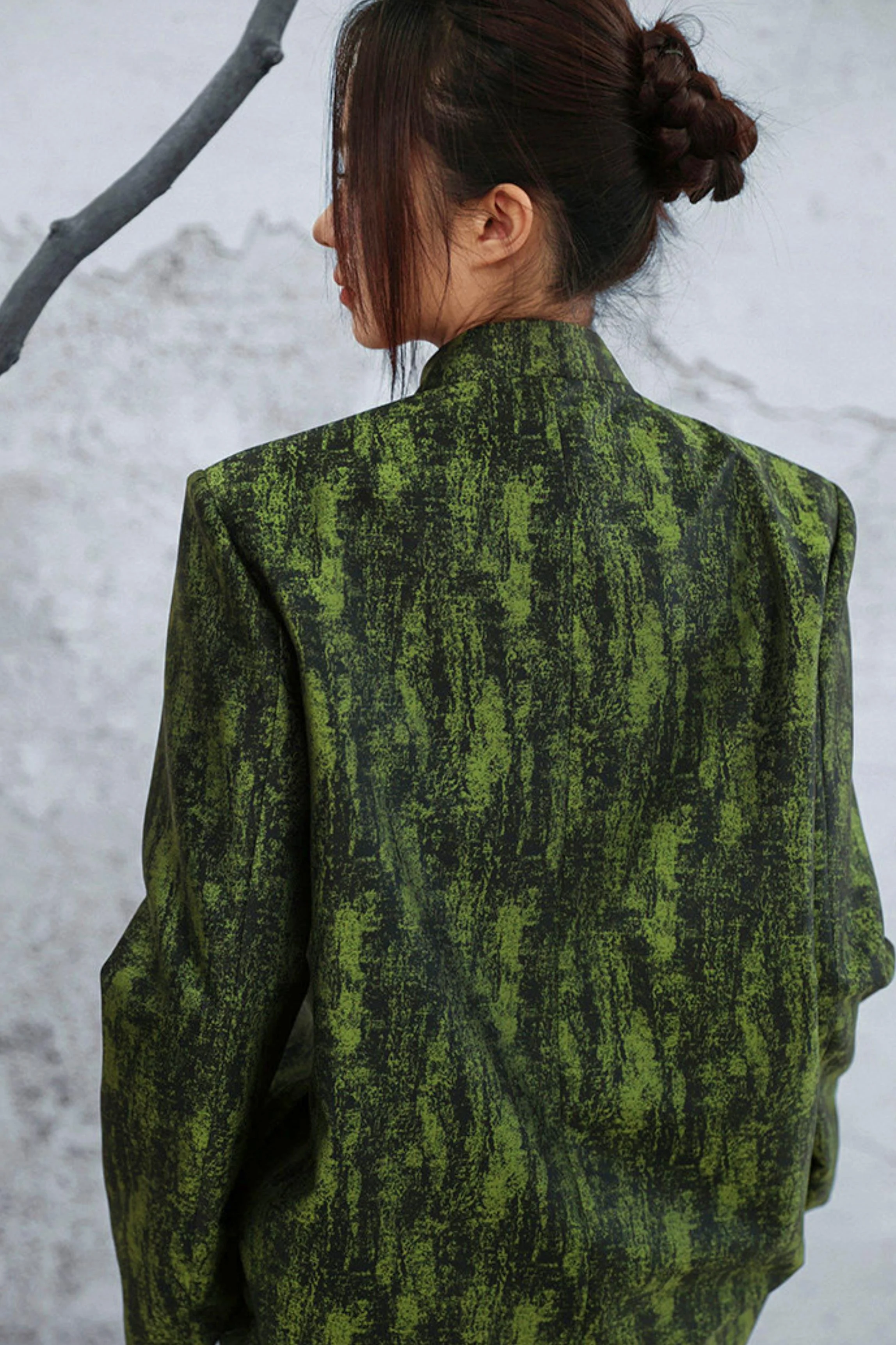 Mossy Green Stand Collar Jacket - Image 9