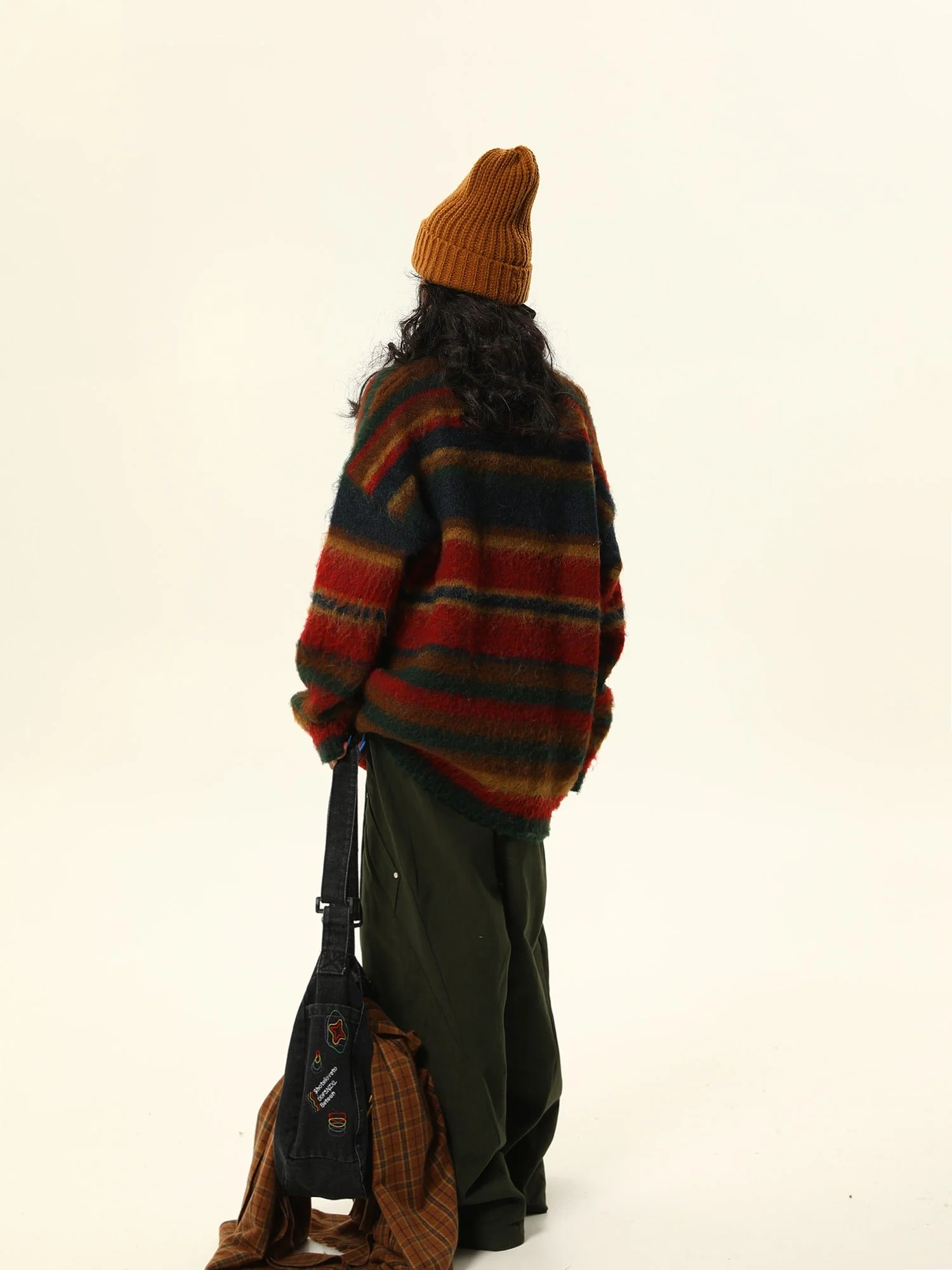 Multicolor Striped Fuzzy Sweater - Image 10