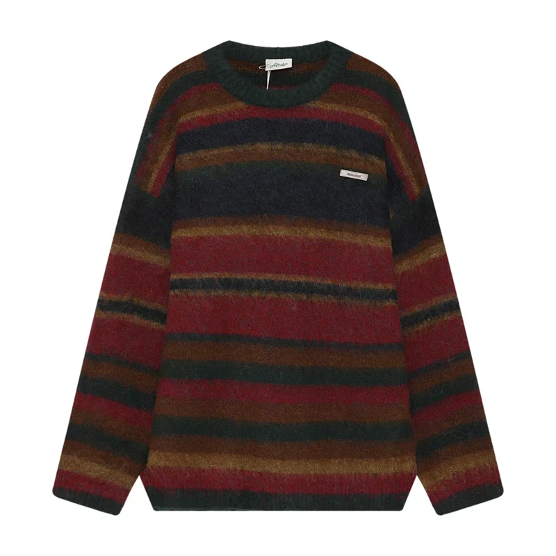 Multicolor Striped Fuzzy Sweater - Image 11