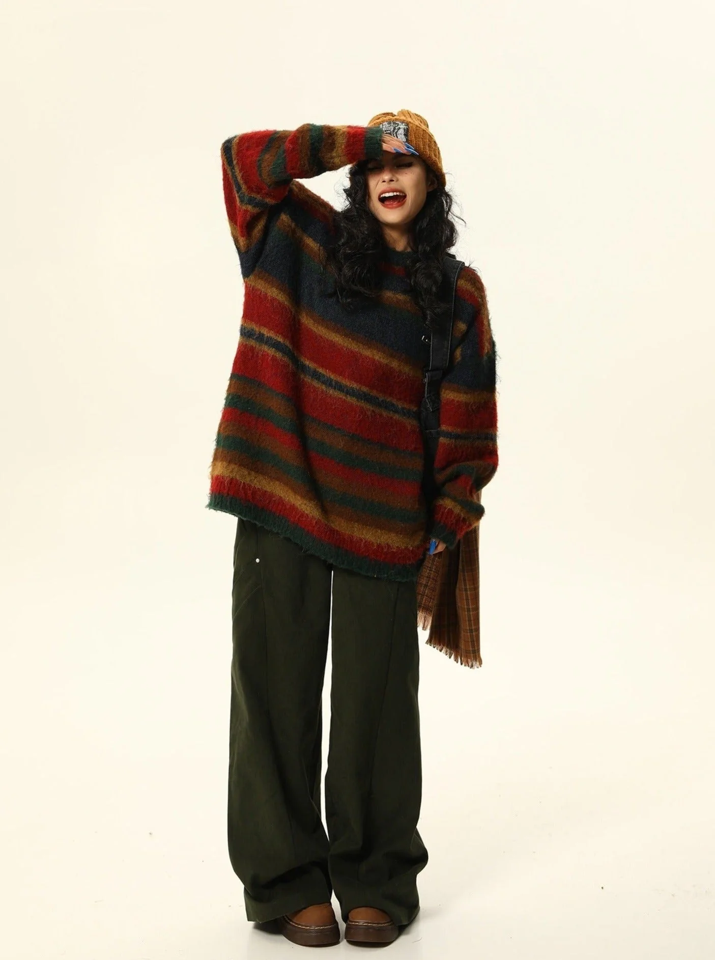 Multicolor Striped Fuzzy Sweater - Image 8