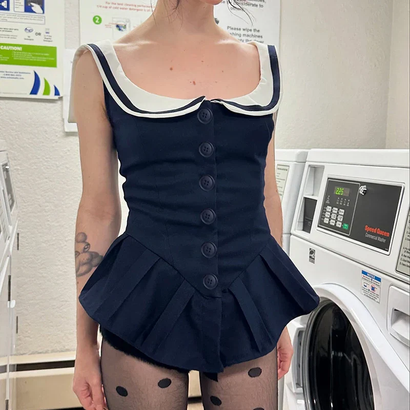 Nautical Button Mini Dress - Image 11