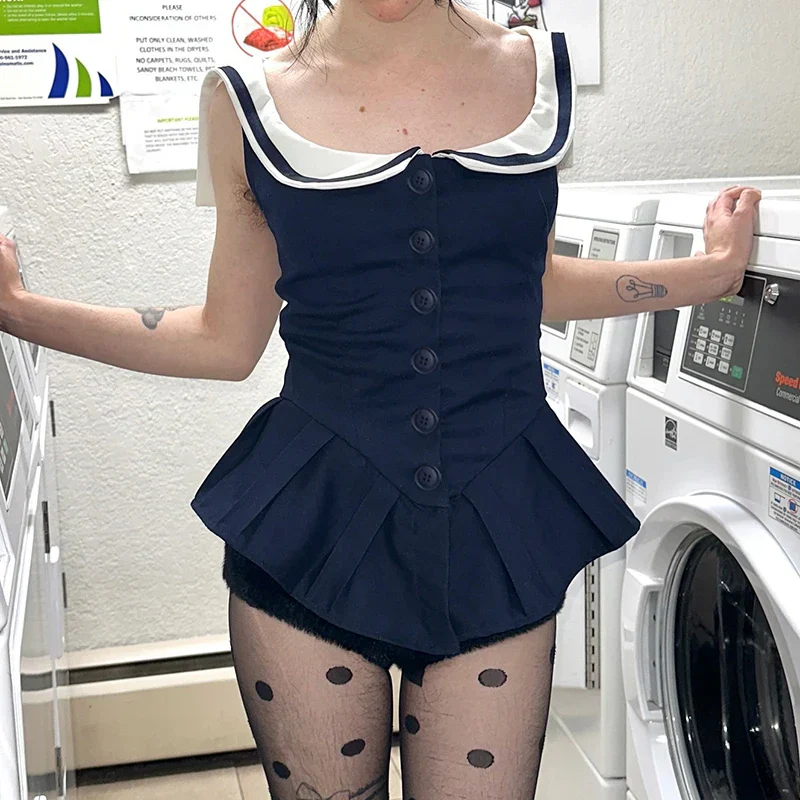 Nautical Button Mini Dress - Image 2