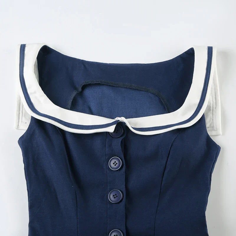 Nautical Button Mini Dress - Image 3